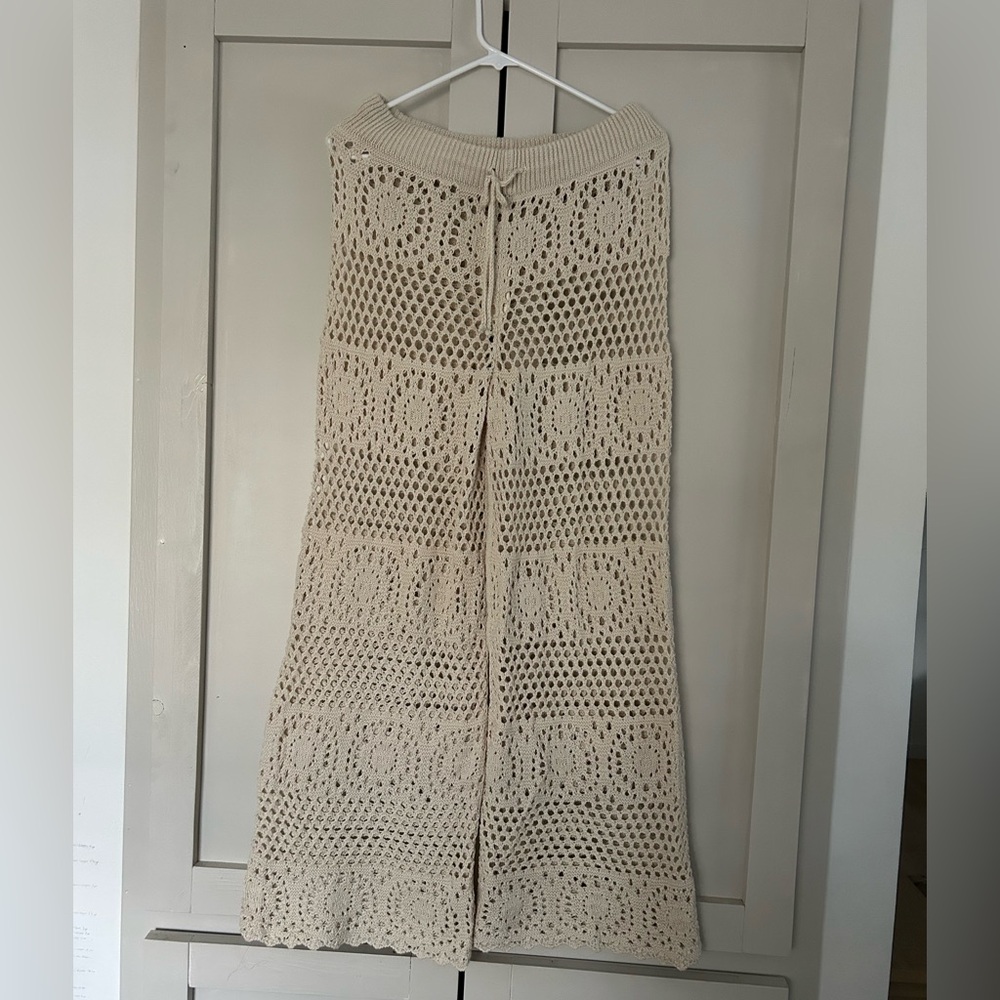 Aerie Crochet pants in Cream